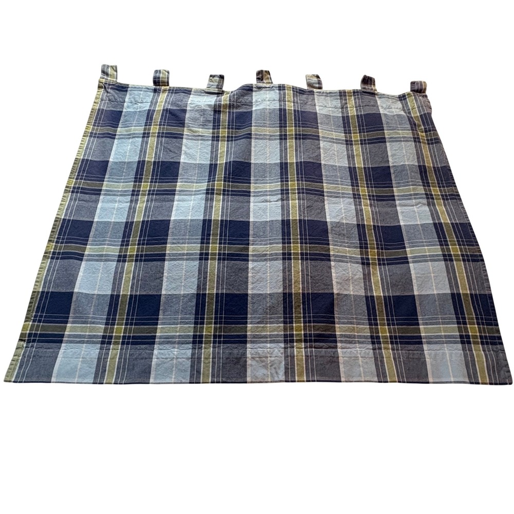 Pottery Barn Kids‎ Blue Green Plaid Cotton Tab Top Curtains 44x44 Set of 2 RARE